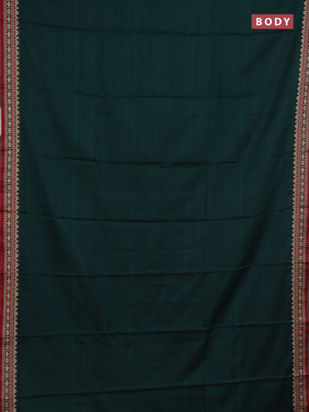 Narayanpet cotton saree green and maroon with plain body and thread woven border