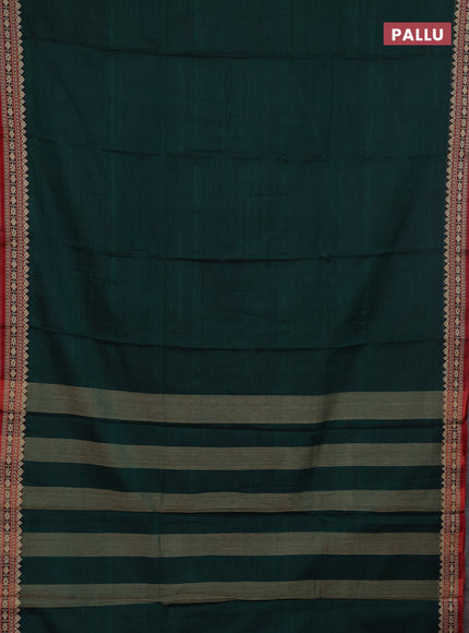 Narayanpet cotton saree green and maroon with plain body and thread woven border