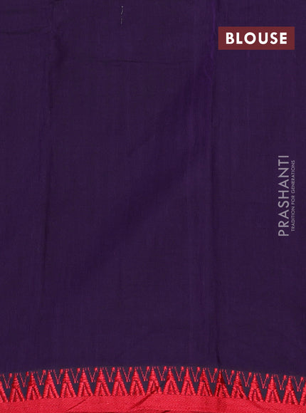 Narayanpet cotton saree violet and red with plain body and thread woven border