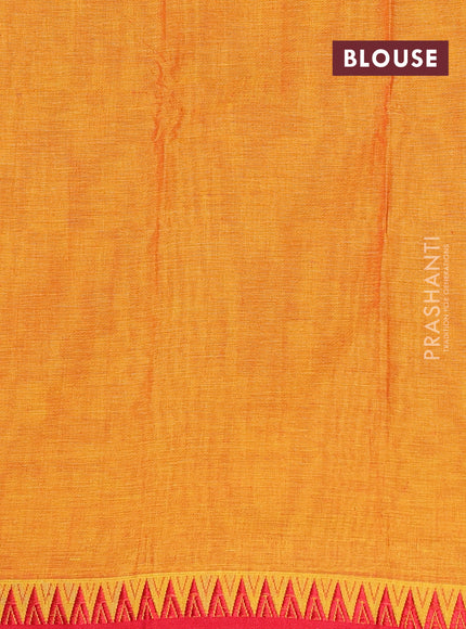 Narayanpet cotton saree sunset orange and red with plain body and thread woven border