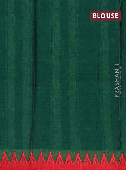 Narayanpet cotton saree green and red with plain body and thread woven border