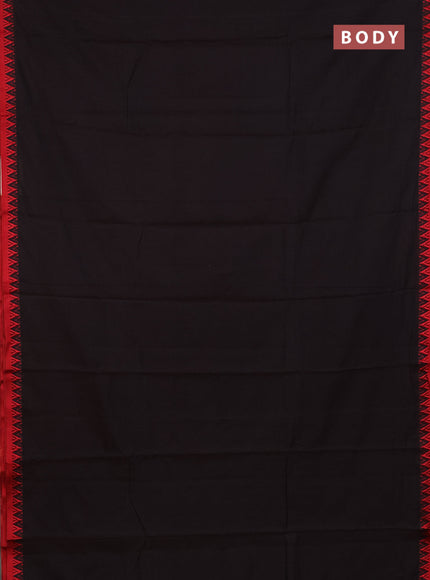 Narayanpet cotton saree coffee brown and red with plain body and thread woven border