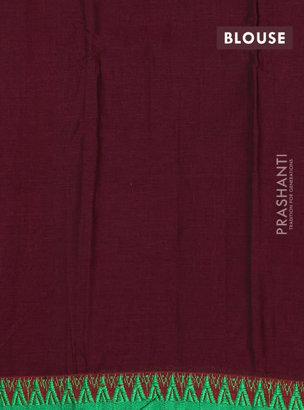 Narayanpet cotton saree maroon and green with plain body and thread woven border