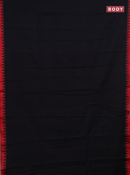 Narayanpet cotton saree black and red with plain body and thread woven border