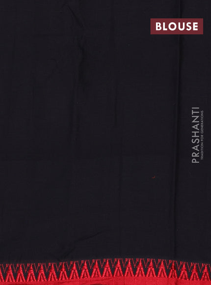 Narayanpet cotton saree black and red with plain body and thread woven border