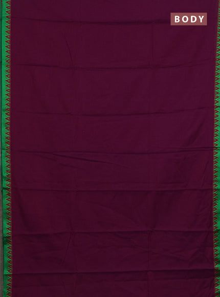 Narayanpet cotton saree purple and green with plain body and thread woven border