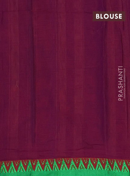 Narayanpet cotton saree purple and green with plain body and thread woven border