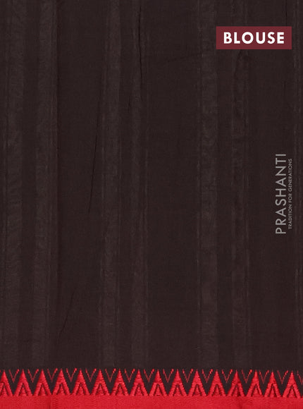 Narayanpet cotton saree coffee brown and red with plain body and thread woven border