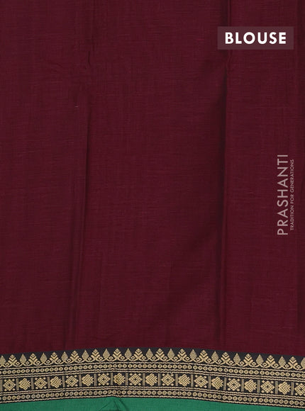 Narayanpet cotton saree deep maroon and green with plain body and thread woven border