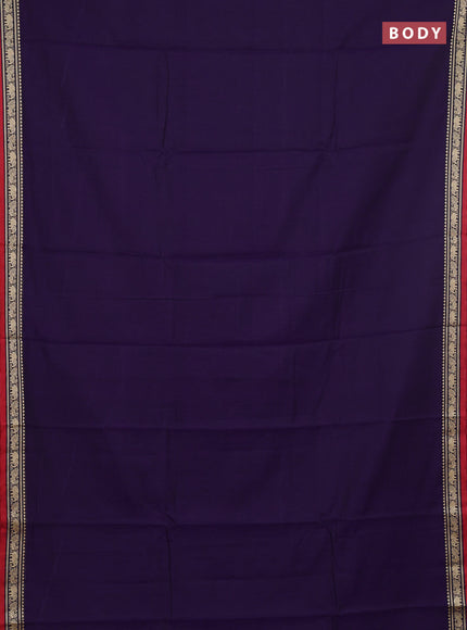 Narayanpet cotton saree violet and red with plain body and thread woven border