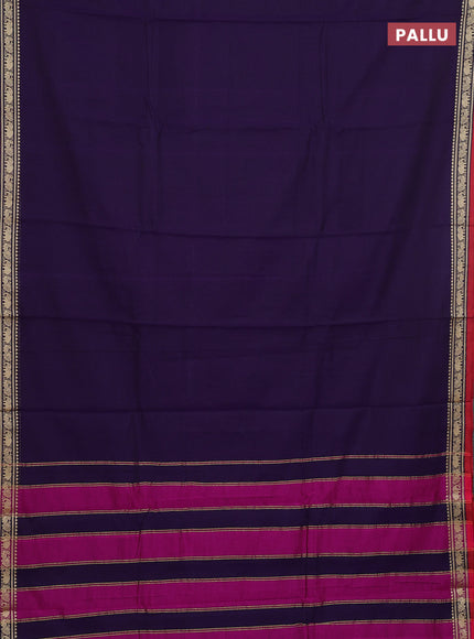 Narayanpet cotton saree violet and red with plain body and thread woven border