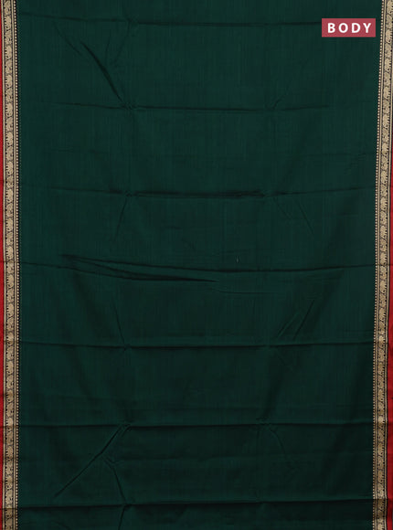Narayanpet cotton saree green and red with plain body and thread woven border