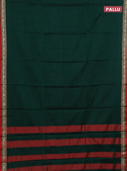 Narayanpet cotton saree green and red with plain body and thread woven border