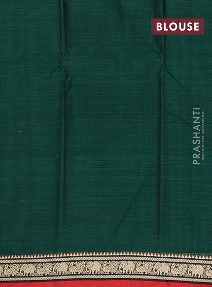 Narayanpet cotton saree green and red with plain body and thread woven border