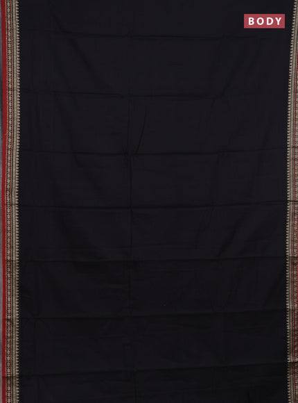 Narayanpet cotton saree black and maroon with plain body and thread woven border