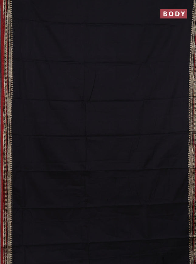Narayanpet cotton saree black and maroon with plain body and thread woven border
