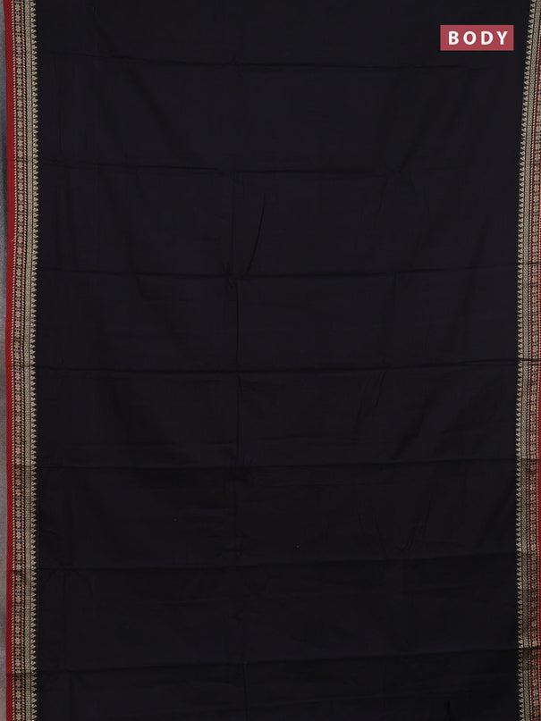 Narayanpet cotton saree black and maroon with plain body and thread woven border