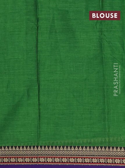Narayanpet cotton saree green and violet with plain body and thread woven border