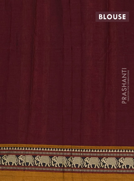 Narayanpet cotton saree deep maroon and dark mustard with plain body and thread woven simple border