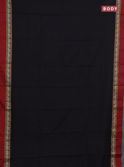 Narayanpet cotton saree black and maroon with plain body and thread woven simple border