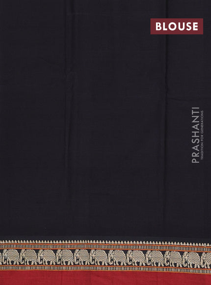 Narayanpet cotton saree black and maroon with plain body and thread woven simple border