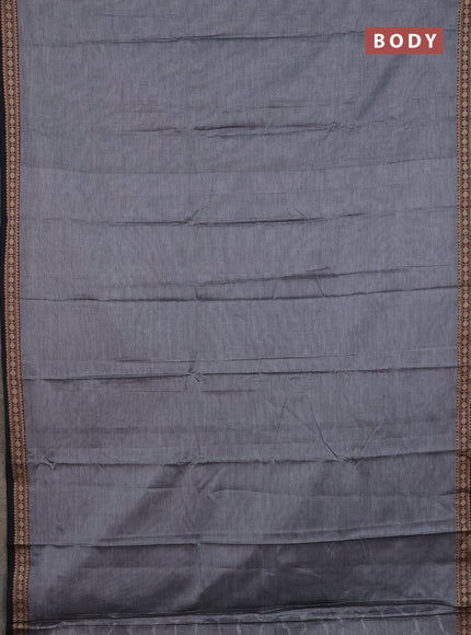 Narayanpet cotton saree grey and black with plain body and thread woven border