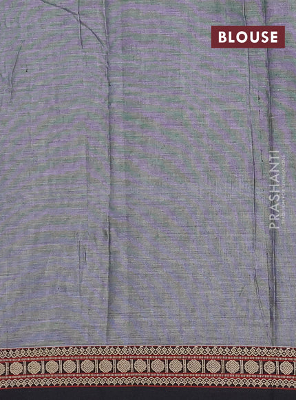 Narayanpet cotton saree grey and black with plain body and thread woven border