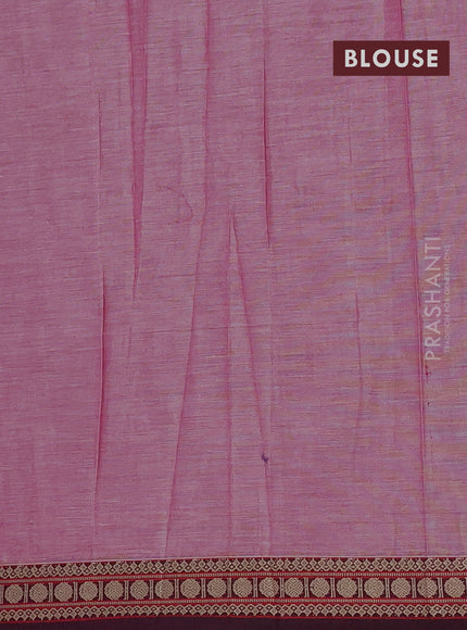 Narayanpet cotton saree pink shade and deep maroon with plain body and thread woven border