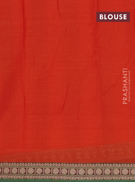 Narayanpet cotton saree orange and green with plain body and thread woven border