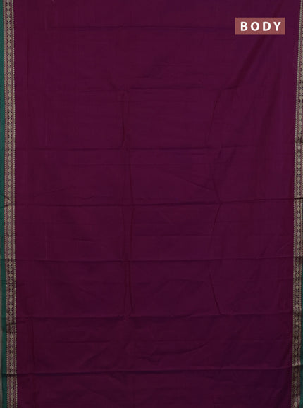 Narayanpet cotton saree purple and green with plain body and thread woven border