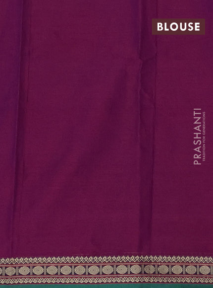 Narayanpet cotton saree purple and green with plain body and thread woven border