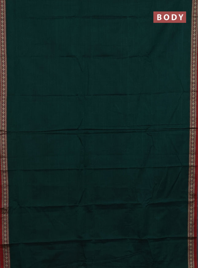 Narayanpet cotton saree green and maroon with plain body and thread woven border