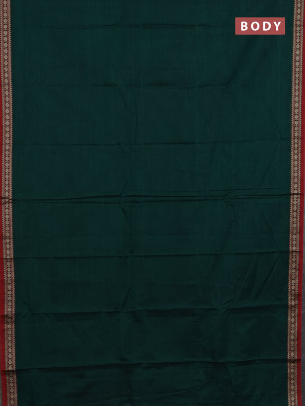 Narayanpet cotton saree green and maroon with plain body and thread woven border