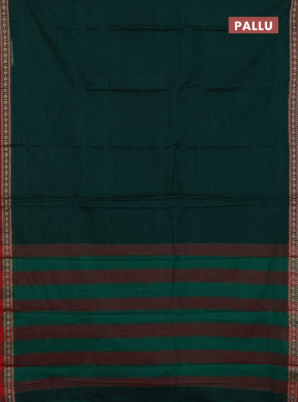 Narayanpet cotton saree green and maroon with plain body and thread woven border