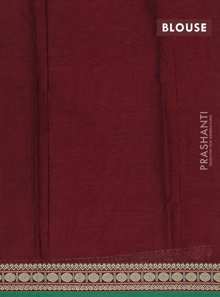 Narayanpet cotton saree deep maroon and green with plain body and thread woven border