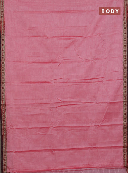 Narayanpet cotton saree red and peacock green with plain body and thread woven border