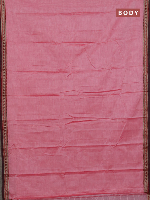 Narayanpet cotton saree red and peacock green with plain body and thread woven border