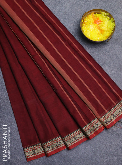 Narayanpet cotton saree deep maroon and maroon with plain body and thread woven border