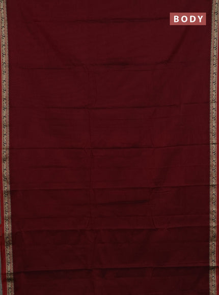 Narayanpet cotton saree deep maroon and maroon with plain body and thread woven border