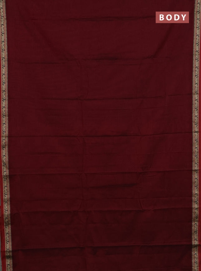 Narayanpet cotton saree deep maroon and maroon with plain body and thread woven border