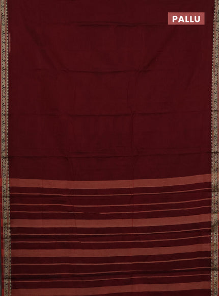 Narayanpet cotton saree deep maroon and maroon with plain body and thread woven border