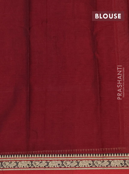 Narayanpet cotton saree deep maroon and maroon with plain body and thread woven border