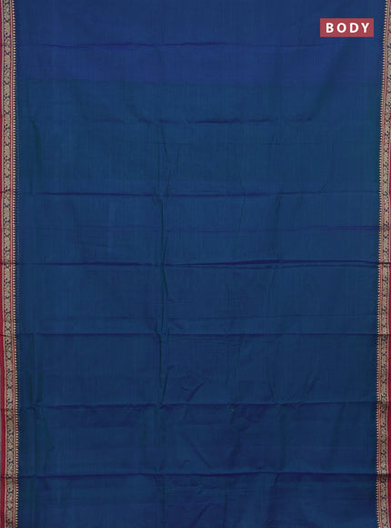 Narayanpet cotton saree dual shade of bluish green and maroon with plain body and thread woven border