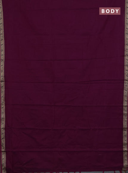 Narayanpet cotton saree wine shade and maroon with plain body and thread woven border