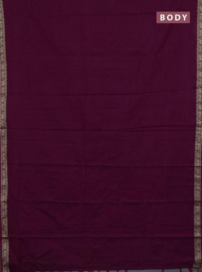 Narayanpet cotton saree wine shade and maroon with plain body and thread woven border