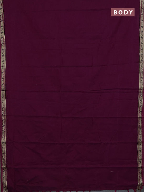 Narayanpet cotton saree wine shade and maroon with plain body and thread woven border