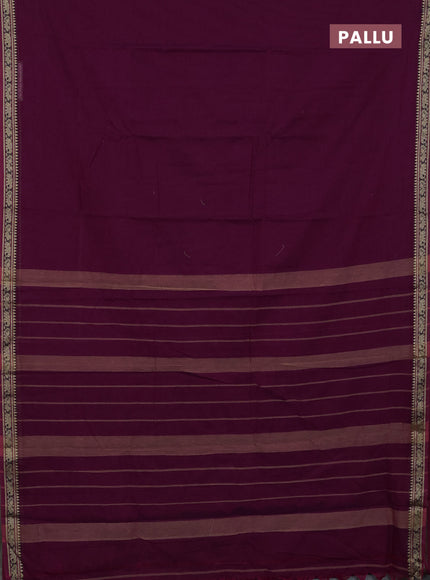 Narayanpet cotton saree wine shade and maroon with plain body and thread woven border
