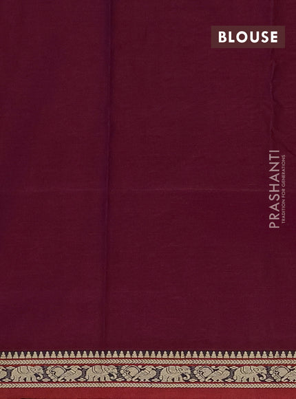 Narayanpet cotton saree wine shade and maroon with plain body and thread woven border
