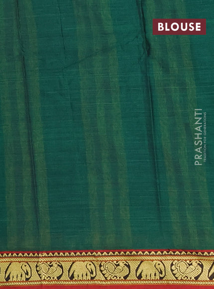 Narayanpet cotton saree green and maroon with plain body and thread woven border