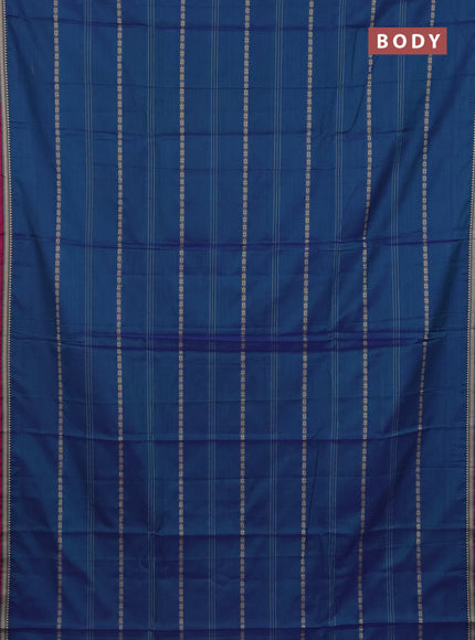 Narayanpet cotton saree dual shade of bluish green and pink with thread weaves and small thread woven border